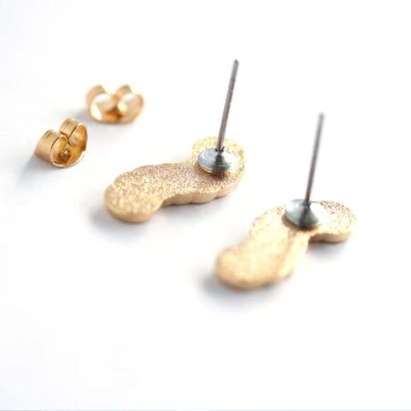 Cute Adorable Kawaii Smiling Gummy Worms Earrings - 24K Gold Plated - Picture 2 of 3